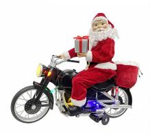 Automates musicaux de Noël (disponibles sur commande) Automate musical de Noël Mr Christmas: Père Noël automate avec cadeau sur une moto