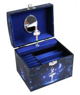 Boîtes à bijoux musicales avec ballerines Boîte à bijoux musicale Trousselier en bois avec ballerine dansante: boîte à bijoux en forme de vanity case