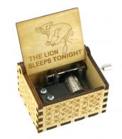 Boîtes à musique à manivelle en bois Boîte à musique à manivelle en bois sculpté et gravé: boîte à musique "Le lion est mort ce soir"