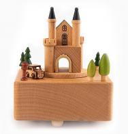 Vente Boite A Musique Animee En Bois Avec Voiture Tournant Autour D Un Chateau Laputa Le Chateau Dans Le Ciel Et Automate