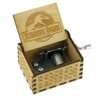 Boîtes à musique à manivelle en bois Boîte à musique à manivelle en bois sculpté et gravé - Jurassic Park - Thème principal