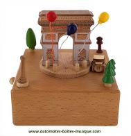 Boîtes à musique animées haut de gamme en bois Boîte à musique animée en bois massif pour enfant: boîte à musique "Arc de Triomphe"