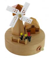 Boîtes à musique animées haut de gamme en bois Boîte à musique animée en bois massif pour enfant: boîte à musique "Le moulin de Hollande"