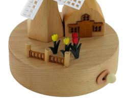 Boîtes à musique animées haut de gamme en bois Boîte à musique animée en bois massif pour enfant: boîte à musique "Le moulin de Hollande"