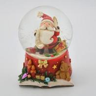 Boules à neige musicales de Noël disponibles sur commande (nous contacter) Boule à neige musicale de Noël avec globe en verre, neige et Père Noël tenant une liste de souhaits