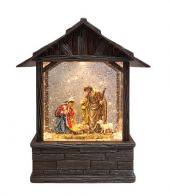 Boules à neige musicales de Noël disponibles sur commande (nous contacter) Boule à neige musicale de Noël en forme d'étable avec paillettes scintillantes et scène de crèche