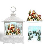 Boules à neige musicales de Noël disponibles sur commande (nous contacter) Boule à neige musicale de Noël en forme de lanterne avec paillettes et Père Noël lisant sa liste de souhaits