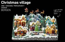 Automates musicaux de Noël (disponibles sur commande) Automate musical de Noël avec paysage montagnard, train animé, lumières et mélodies électroniques de Noël
