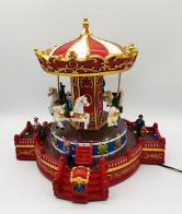 Grands carrousels musicaux miniatures Carrousel / manège musical miniature en résine avec chevaux, lumières et mélodies électroniques de Noël