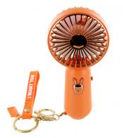 Ventilateurs à main Ventilateur à main avec dragonne et porte-clefs - 2 vitesses et 1 veilleuse - Couleur orange