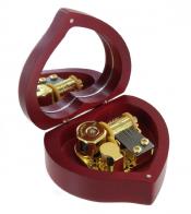 Petites boîtes à musique en bois Petite boîte à musique en bois teinté rouge foncé en forme de coeur - La berceuse de Johannes Brahms