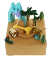 Boîtes à musique animées haut de gamme en bois Boîte à musique animée en bois massif (hêtre): boîte à musique "Jurassic Park"