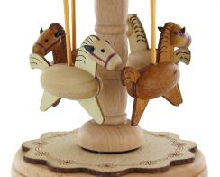 Boîtes à musique animées haut de gamme en bois Boîte à musique animée en bois massif en forme de carrousel avec 4 chevaux