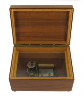 Instruments de musique mécanique anciens (Orgues et boîtes à musique anciens) Boîte à musique ancienne Thorens (Suisse) des années 1970 avec deux mélodies en deux parties