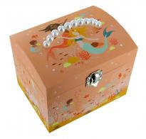Boîtes à bijoux musicales avec animaux Boîte à bijoux musicale / vanity case en bois avec sirène dansante - Menuet de Mozart