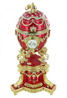 Oeufs musicaux en métal de style Fabergé Oeuf musical rouge de style Fabergé pour bijoux - Mélodie: La valse de l'empereur (Johann Strauss)