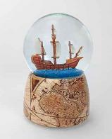 Boules à neige musicales classiques (en stock) Boule à neige musicale avec globe en verre, paillettes et navire
