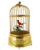 Automates vendus Automate de la maison Reuge avec deux oiseaux chanteurx mécaniques dans une cage dorée