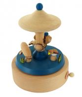 Boîtes à musique animées haut de gamme en bois Boîte à musique animée en bois en forme de carrousel avec des animaux marins - Le château dans le ciel