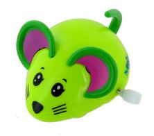 Petits automates mécaniques Souris automate mécanique marcheuse - Couleur verte - Souris roulante et bougeant la queue