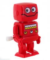 Petits automates mécaniques Petit robot automate marcheur en plastique de couleur rouge - Robot marcheur et bougeant les bras