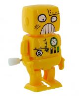 Petits automates mécaniques Petit robot automate marcheur en plastique de couleur jaune - Robot marcheur et bougeant les bras