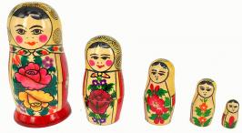 Objets de curiosité divers Poupées russes ou matriochkas fabriquées en Russie à Semenov - 5 pièces