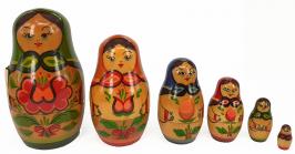 Objets de curiosité divers Poupées russes ou matriochkas fabriquées en Biélorussie à Brest - 6 pièces.