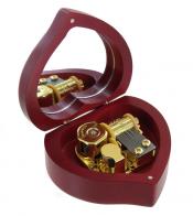 Petites boîtes à musique en bois Petite boîte à musique en bois teinté rouge foncé en forme de coeur - La valse d'Amélie Poulain n°2