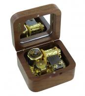 Petites boîtes à musique en bois Petite boîte à musique carrée en bois foncé - La vie en rose (Louiguy / Edith Piaf)