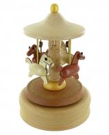 Carrousels musicaux miniatures en bois Carrousel musical miniature en bois avec 4 chevaux - La fl&ucirc;te enchant&eacute;e (W. A. Mozart)