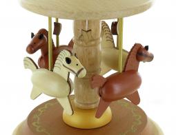 Carrousels musicaux miniatures en bois Carrousel musical miniature en bois avec 4 chevaux - La fl&ucirc;te enchant&eacute;e (W. A. Mozart)