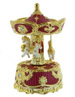 Carrousels musicaux miniatures en résine Carrousel musical miniature animé en résine avec dorures et 3 chevaux - Chanson du toréador (Georges Bizet)
