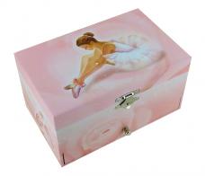 Boîtes à bijoux musicales avec ballerines Boîte à bijoux musicale Trousselier en bois avec ballerine tournante - La vie en rose (Louiguy / Edith Piaf)