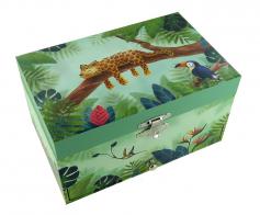 Boîtes à bijoux musicales avec animaux Boîte à bijoux musicale en bois avec léopard tournant - Le lac des cygnes (P. I. Tchaïkovski)