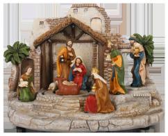 Cr&egrave;ches musicales anim&eacute;es Cr&egrave;che musicale anim&eacute;e avec lumi&egrave;re et Marie et Joseph tournants - Airs chant&eacute;s de cr&egrave;che