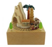 Boîtes à musique animées haut de gamme en bois Boîte à musique animée en bois "Le train dans la montagne" - Mélodie de type asiatique