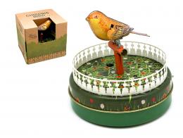 Jouets mécaniques en métal, tôle ou fer blanc Jouet mécanique en métal (fer-blanc: tôle d'acier recouverte d'étain) chromolithographié - Oiseau siffleur