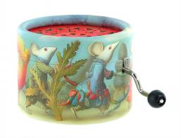 Bo&icirc;tes &agrave; musique &agrave; manivelle rondes en carton Bo&icirc;te &agrave; musique / bo&icirc;te musicale &agrave; manivelle en carton illustr&eacute; - Une souris verte (traditionnel)