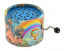 Bo&icirc;tes &agrave; musique &agrave; manivelle rondes en carton Bo&icirc;te &agrave; musique / bo&icirc;te musicale &agrave; manivelle en carton illustr&eacute; - Over the rainbow - Le magicien d'Oz