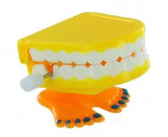 Petits automates m&eacute;caniques Petit automate m&eacute;canique en r&eacute;sine avec m&eacute;canisme &agrave; ressort - Dentier m&eacute;canique jaune