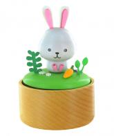 Bo&icirc;tes &agrave; musique anim&eacute;es haut de gamme en bois Petite bo&icirc;te &agrave; musique anim&eacute;e en bois avec lapin et carotte - Oh du lieber Augustin