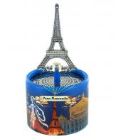 Bo&icirc;tes &agrave; musique touristiques Bo&icirc;te &agrave; musique anim&eacute;e en carton illustr&eacute; avec clef en forme de tour Eiffel - La vie en rose (Louiguy / Edith Piaf)