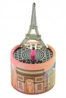 Bo&icirc;tes &agrave; musique touristiques Bo&icirc;te &agrave; musique anim&eacute;e en carton illustr&eacute; avec clef en forme de tour Eiffel - La vie en rose (Louiguy / Edith Piaf)