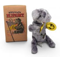 Animaux automates musicaux Petit jouet m&eacute;canique / petit automate avec m&eacute;canisme &agrave; ressort - El&eacute;phant en peluche avec cymbales