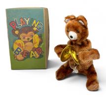 Animaux automates musicaux Petit jouet m&eacute;canique / petit automate avec m&eacute;canisme &agrave; ressort - Ours en peluche avec cymbales