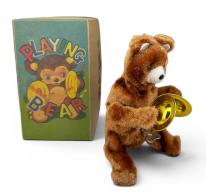Animaux automates musicaux Petit jouet m&eacute;canique / petit automate avec m&eacute;canisme &agrave; ressort - Ours en peluche avec cymbales
