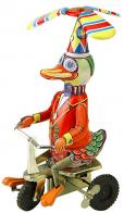 Jouets m&eacute;caniques en m&eacute;tal, t&ocirc;le ou fer blanc Jouet m&eacute;canique en m&eacute;tal (fer-blanc: t&ocirc;le d'acier recouverte d'&eacute;tain) - Canard avec h&eacute;lice