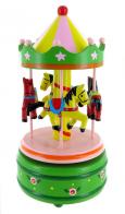 Carrousels musicaux miniatures en bois Carrousel musical miniature en bois : carrousel musical vert