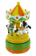 Carrousels musicaux miniatures en bois Carrousel musical miniature en bois : carrousel musical jaune et vert